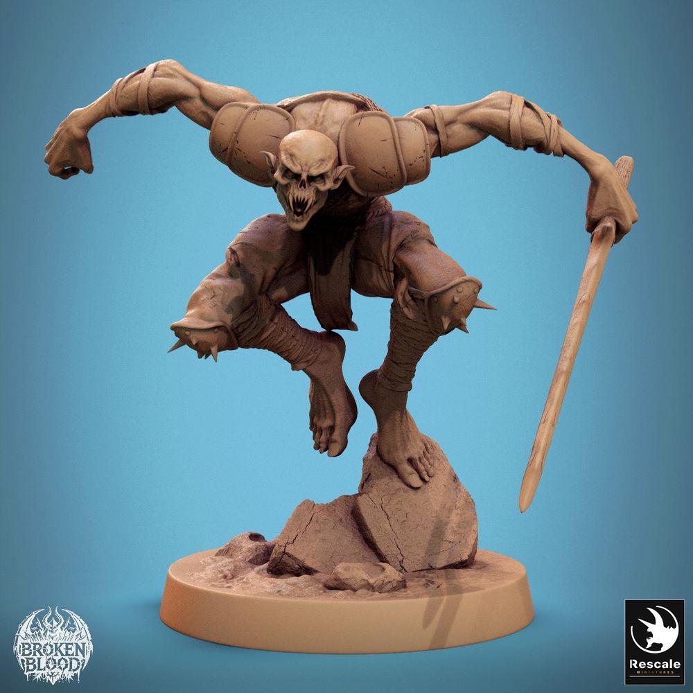 Foto del producto Tabletop 28mm Lord of the Print (LotP) 0: Figura de Tabletop: Ghul-Berserker y Asesino con lanza, ataque en salto, monstruo de Wargaming no muerto, combatiente cuerpo a cuerpo de escaramuza (24_11_C3)