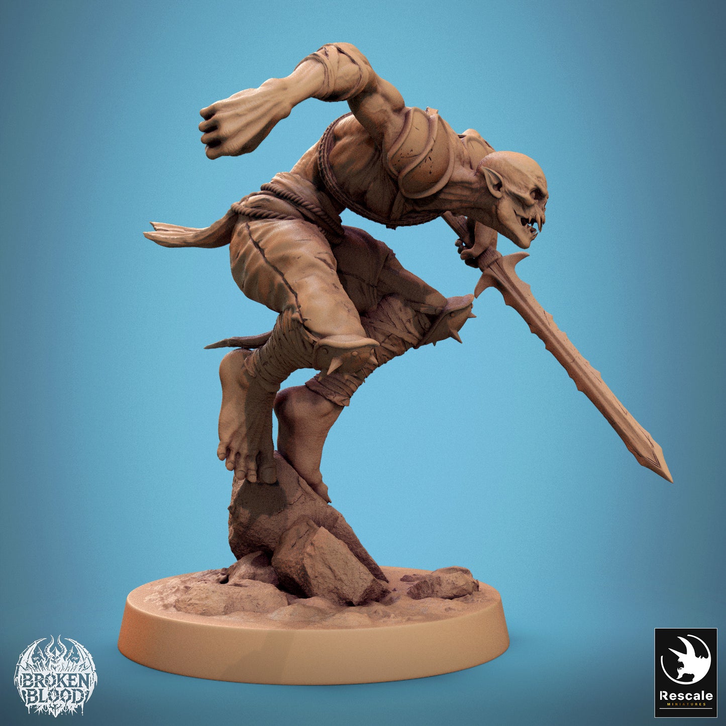 Foto del producto Tabletop 28mm Lord of the Print (LotP) 1: Figura de Tabletop: Ghul-Berserker y Asesino con lanza, ataque en salto, monstruo de Wargaming no muerto, luchador cuerpo a cuerpo de escaramuza (24_11_C3)