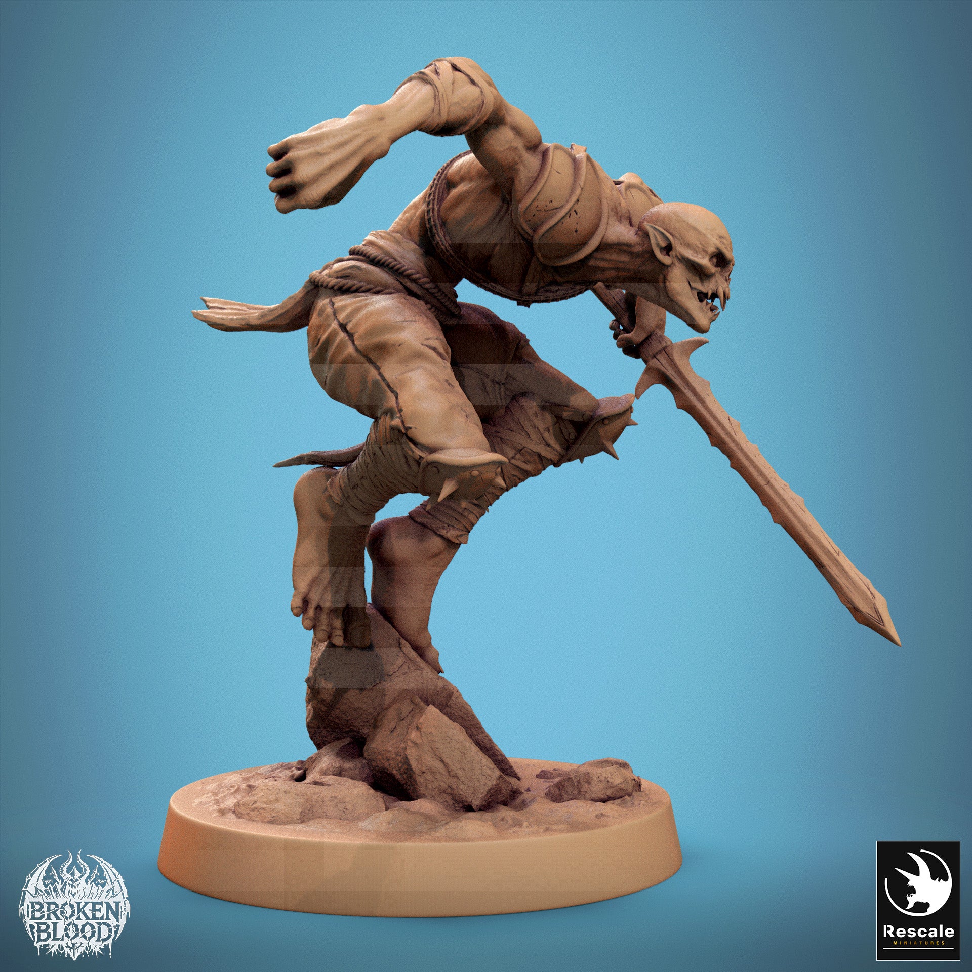Foto del producto Tabletop 28mm Lord of the Print (LotP) 1: Figura de Tabletop: Ghul-Berserker y Asesino con lanza, ataque en salto, monstruo de Wargaming no muerto, luchador cuerpo a cuerpo de escaramuza (24_11_C3)