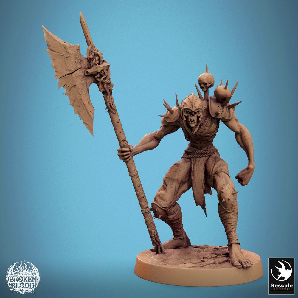 Foto del producto Tabletop 28mm Lord of the Print (LotP) 0: Miniatura de Tabletop: Ghoul Berserker - Guardián no muerto con hacha grande, cazador de calaveras demoníacas (24_11_C15)