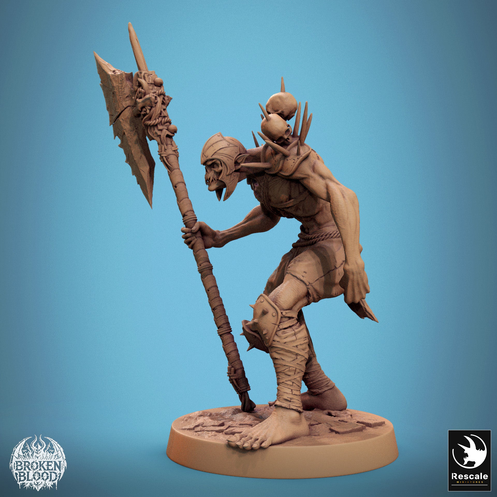 Foto del producto Tabletop 28mm Lord of the Print (LotP) 1: Miniatura de Tabletop: Ghoul Berserker - Guardián no muerto con hacha grande, cazador de calaveras demoníacas (24_11_C15)