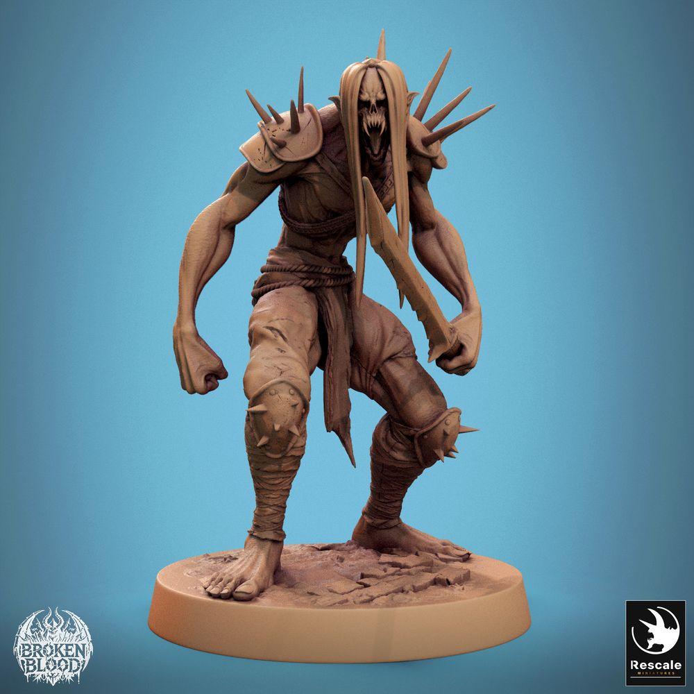 Foto del producto Tabletop 28mm Lord of the Print (LotP) 0: Miniatura de Tabletop: Ghoul Ravager - berserker no muerto y guerrero con hoja dentada y placas de hombro con púas, luchador de élite cuerpo a cuerpo (24_11_C27)