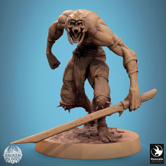 Foto del producto Tabletop 28mm Lord of the Print (LotP) 0: Miniatura de Tabletop: Ghoul Ravager, monstruoso merodeador con espada a dos manos, luchador cuerpo a cuerpo rugiente, monstruo jefe para Wargaming, Skirmish y Dungeon (24_11_C31)