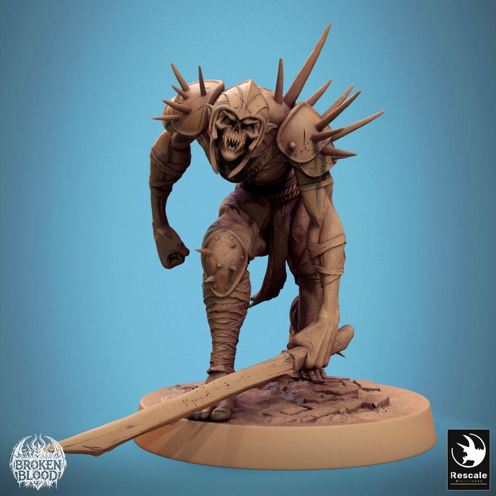 Foto del producto Tabletop 28mm Lord of the Print (LotP) 0: Miniatura de Tabletop: Ghul No Muerto, Desgarrador, Berserker y Guerrero con Espada Grande y Armadura de Espinas - Ghoul Ravager (24_11_C35)