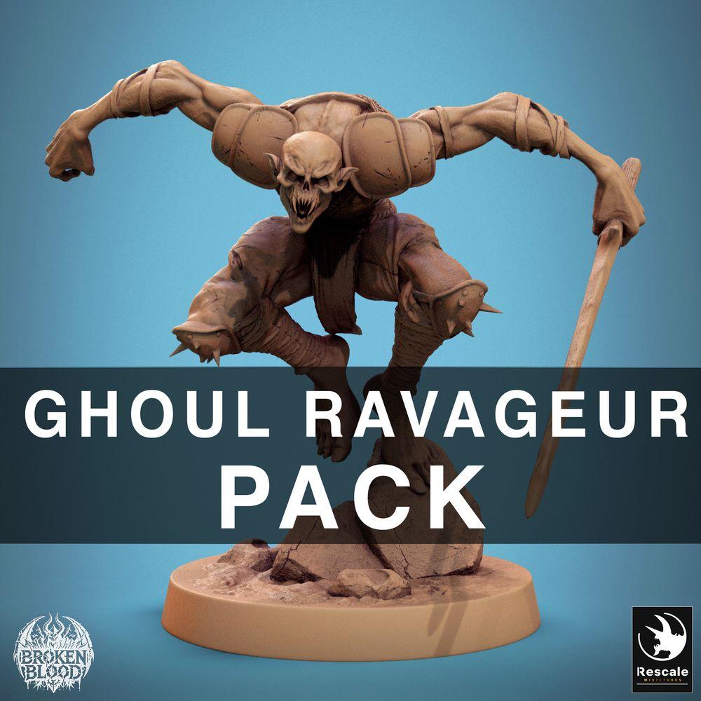 Foto del producto Tabletop 28mm Lord of the Print (LotP) 2: Miniatura de Tabletop: Ghoul Desgarrador, Berserker y Guerrero con Espada Grande y Armadura de Espinas - Ghoul Ravager (24_11_C35)