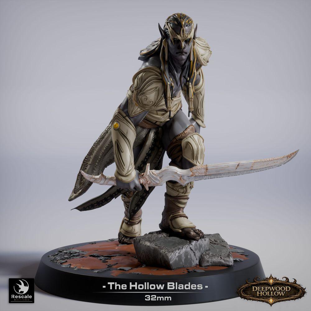 Foto del producto Tabletop 28mm Lord of the Print (LotP) 0: Tabletop Miniatura: Asesino y Duelista Elfo Oscuro, Sombra de la Espada con dos hojas curvas (26_03_G15)