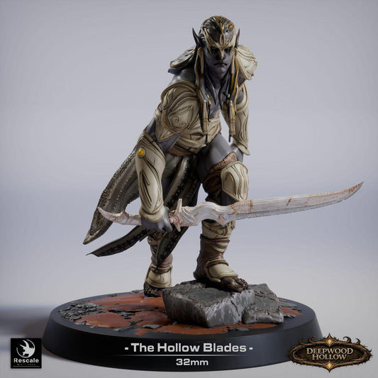 Foto del producto Tabletop 28mm Lord of the Print (LotP) 0: Tabletop Miniatura: Asesino y Duelista Elfo Oscuro, Sombra de la Espada con dos hojas curvas (26_03_G15)
