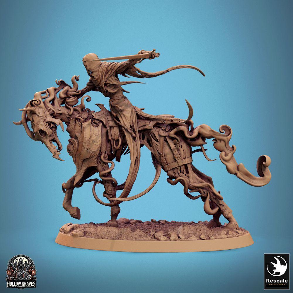 Foto del producto Tabletop 28mm Lord of the Print (LotP) 0: Miniatura de Tabletop: Caballero Oscuro a Caballo, Caballero de la Muerte con Espada Larga, Caballería No Muerta en Carga de Terror (24_10_C1)