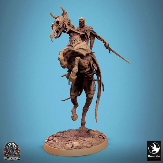Foto del producto Tabletop 28mm Lord of the Print (LotP) 0: Miniatura de tabletop: Caballero no muerto a caballo - Caballero de la muerte, Jinete maldito, Líder de la caballería esquelética en carga con espada larga (C6 Doomstride Rush) (24_10_C6)