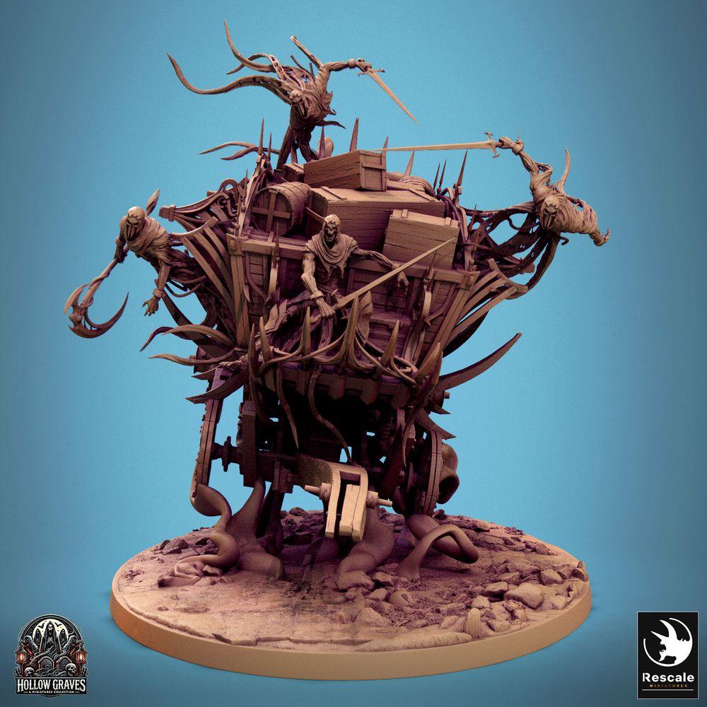Foto del producto Tabletop 28mm Lord of the Print (LotP) 0: Miniatura de Tabletop: Carro de los Muertos / Phantom Coach - Máquina de guerra demoníaca, carro de horror, plataforma de asedio con esbirros y armas de asta (24_10_F1)