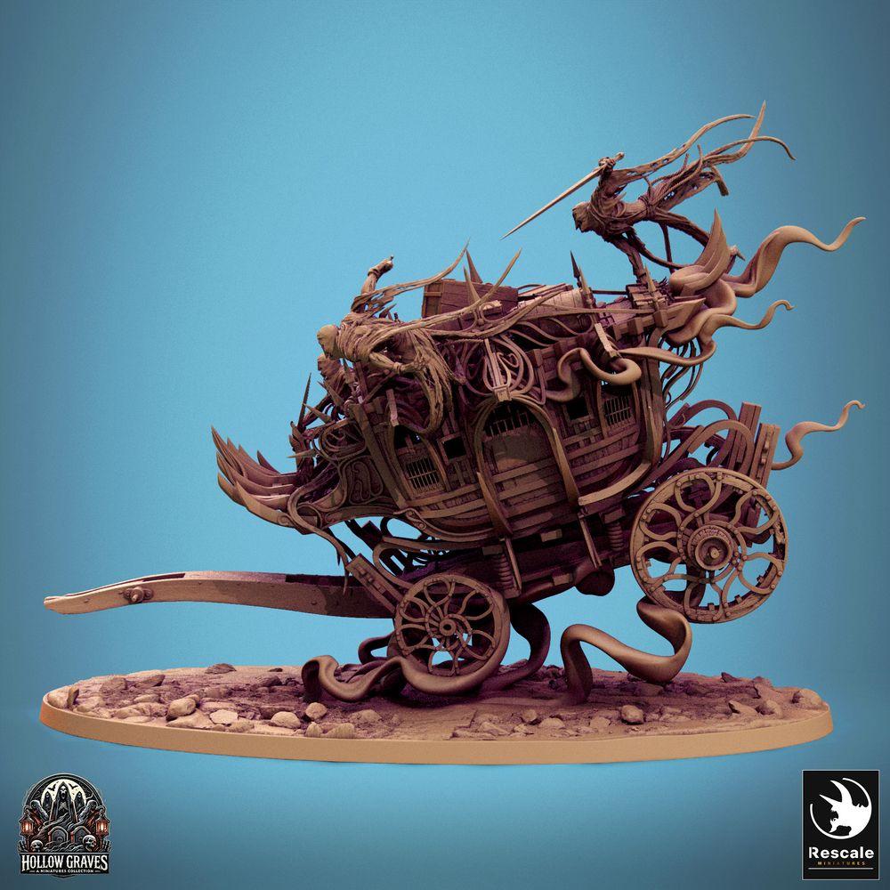 Foto del producto Tabletop 28mm Lord of the Print (LotP) 0: Miniatura de Tabletop: Carro de los Muertos / Phantom Coach - Máquina de guerra demoníaca, carro de horror, plataforma de asedio con secuaces y armas de asta (24_10_F1)