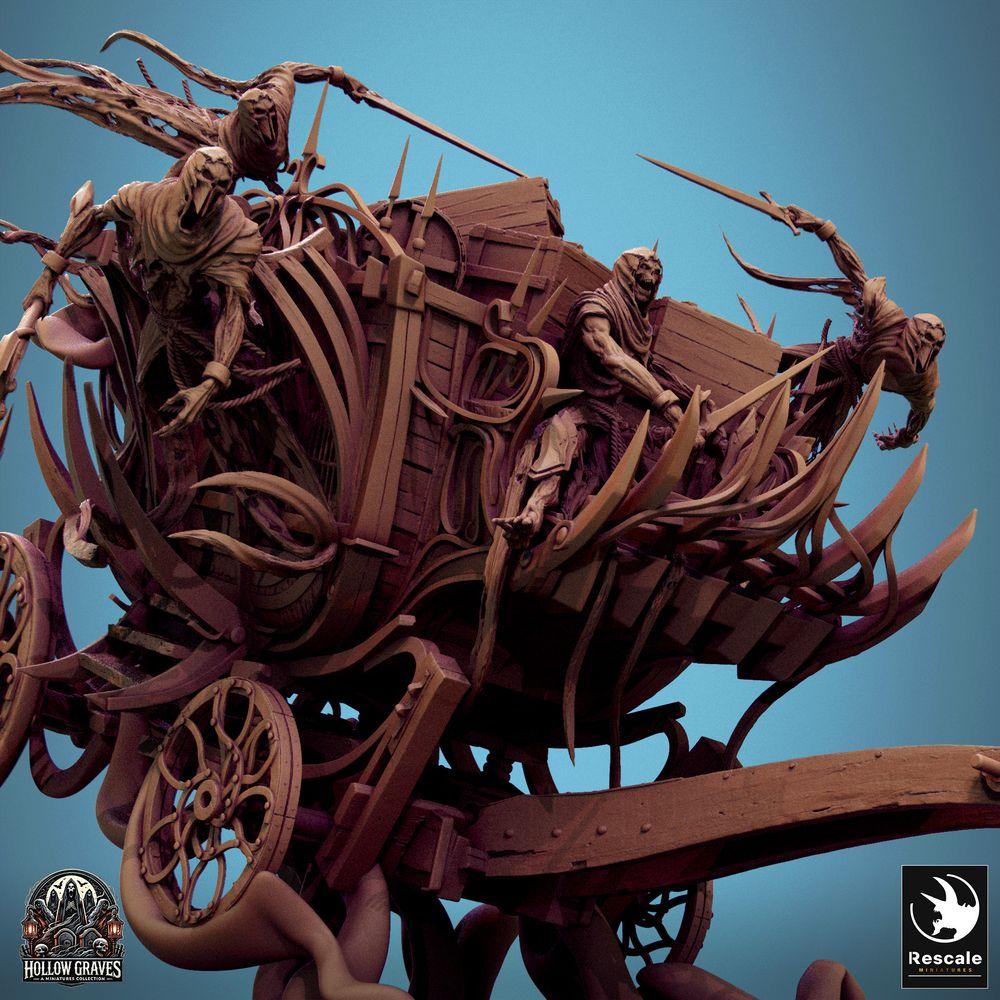 Foto del producto Tabletop 28mm Lord of the Print (LotP) 0: Miniatura de Tabletop: Carro de los Muertos / Phantom Coach - Máquina de guerra demoníaca, carro de horror, plataforma de asedio con secuaces y armas de asta (24_10_F1)
