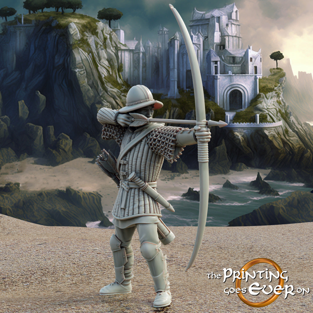 Foto del producto figura histórica medieval escala 75mm The Printing Goes Ever On (TPGEO) 0: Figura de caballero medieval arquero aliado D - Tropas aliadas