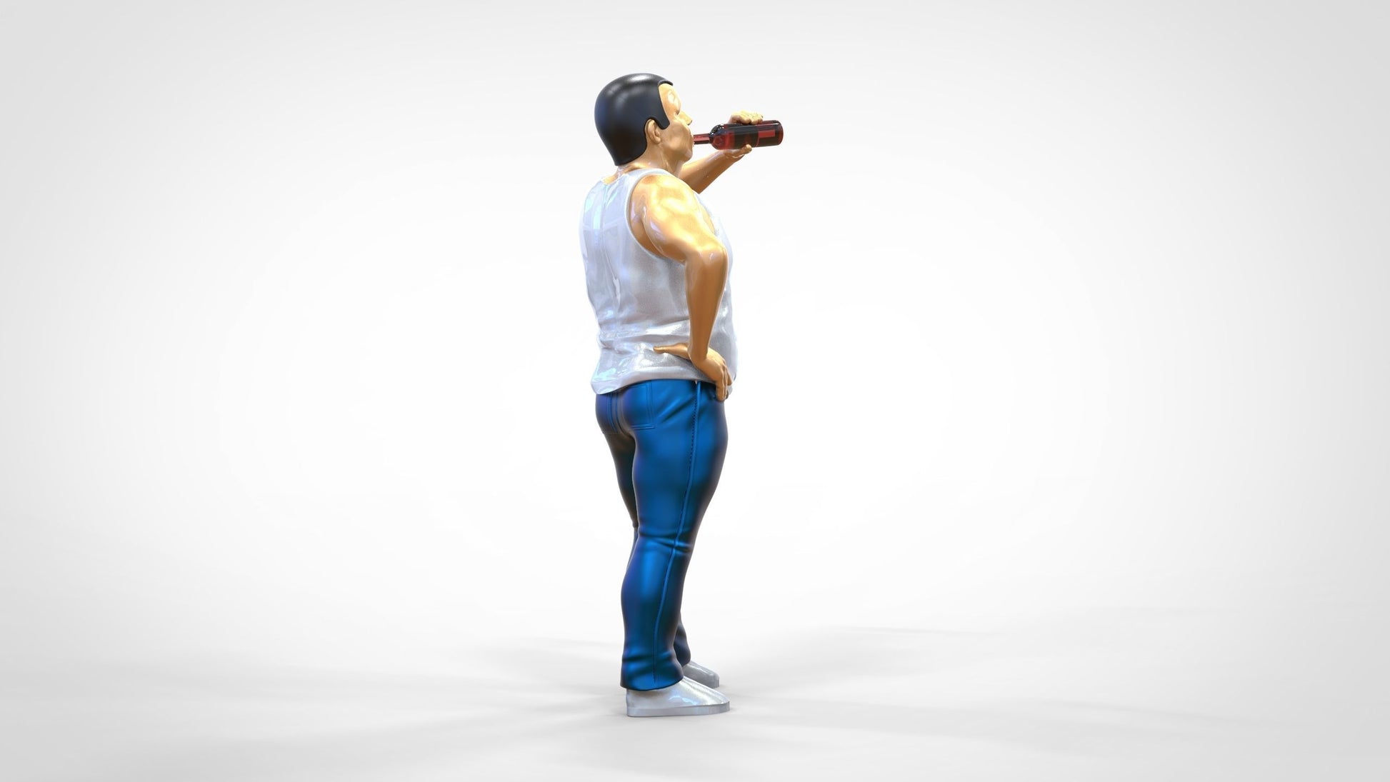 Produktfoto  0: Mann mit Bierflasche und Bierbauch