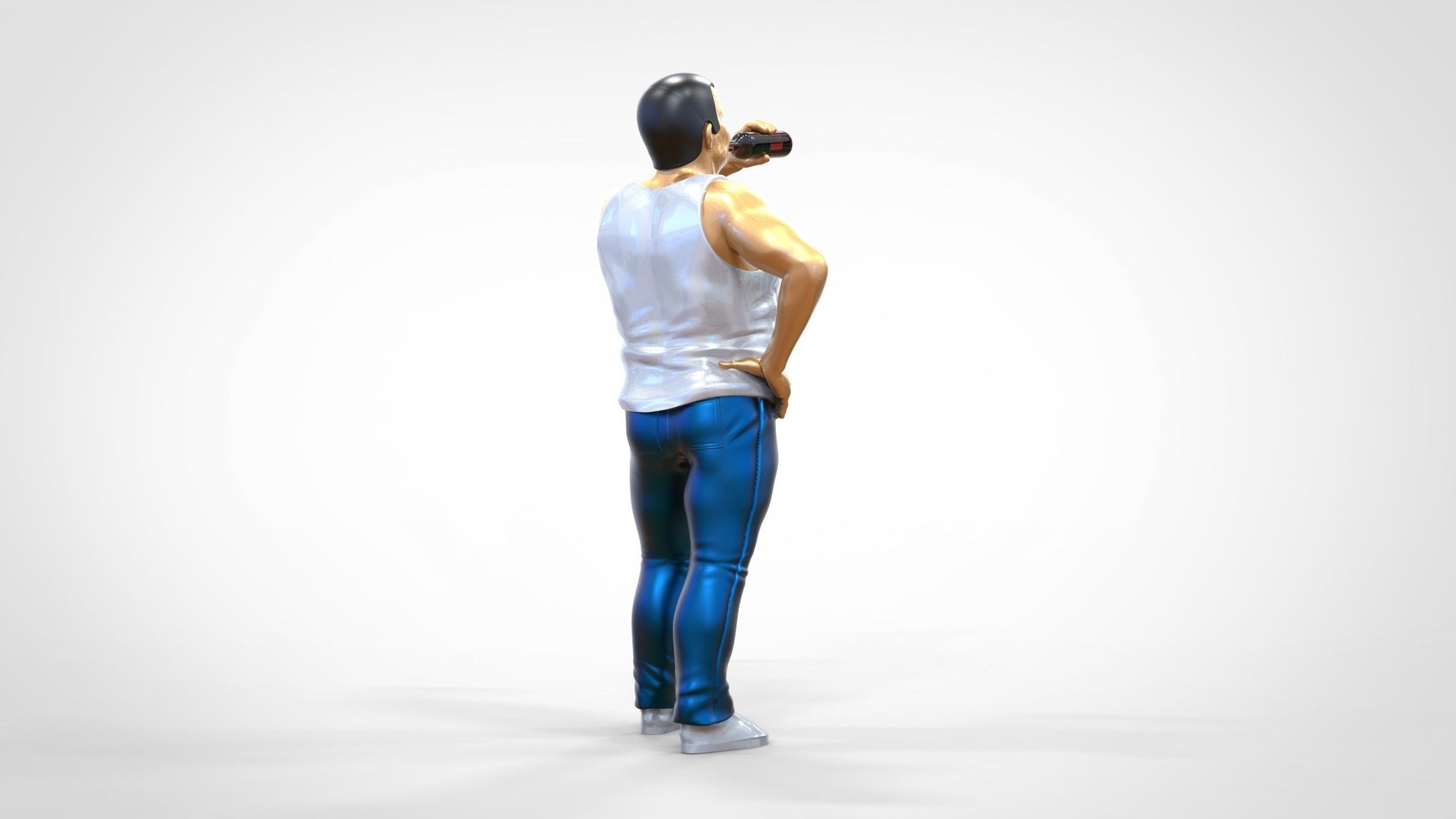 Produktfoto  0: Mann mit Bierflasche und Bierbauch