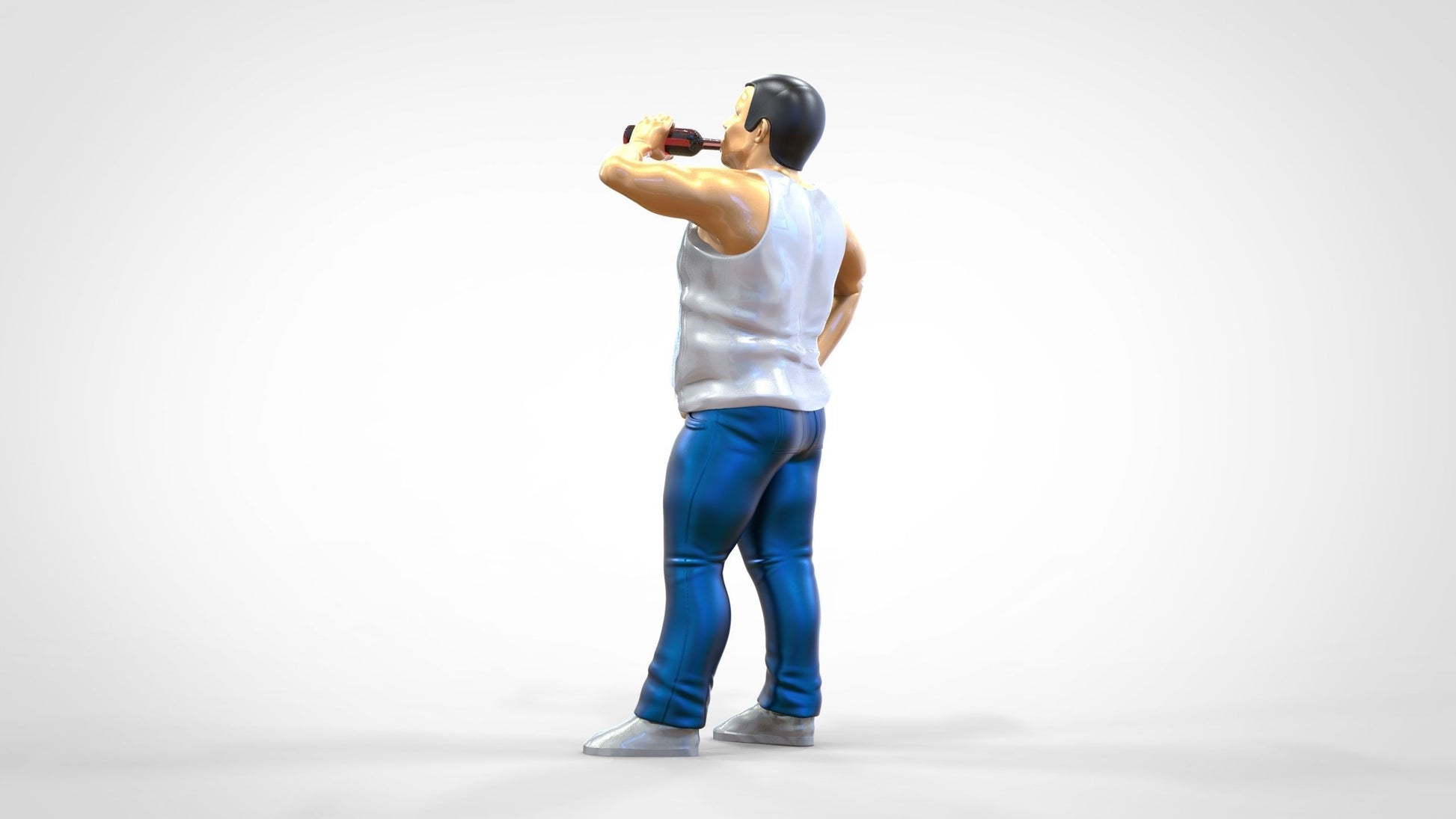 Produktfoto  0: Mann mit Bierflasche und Bierbauch