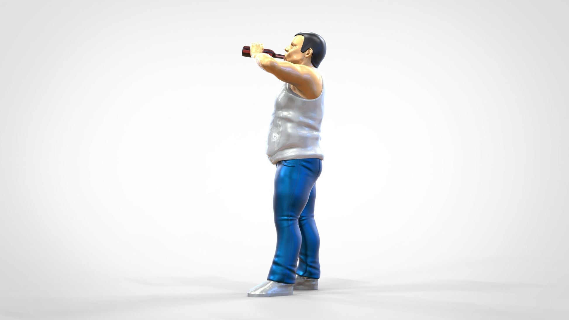 Produktfoto  0: Mann mit Bierflasche und Bierbauch