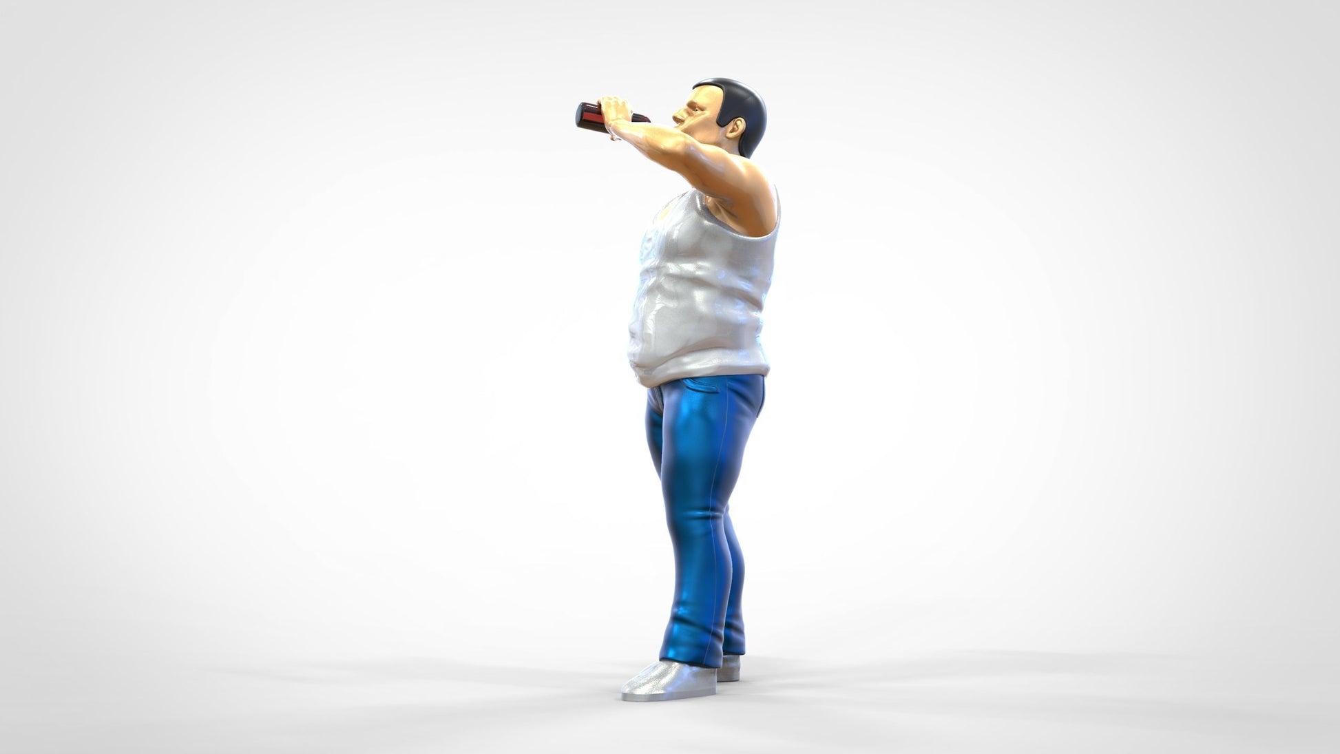 Produktfoto  0: Mann mit Bierflasche und Bierbauch