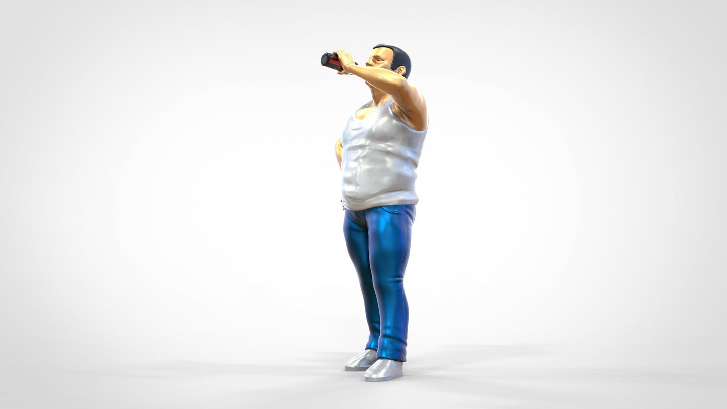 Produktfoto  0: Mann mit Bierflasche und Bierbauch