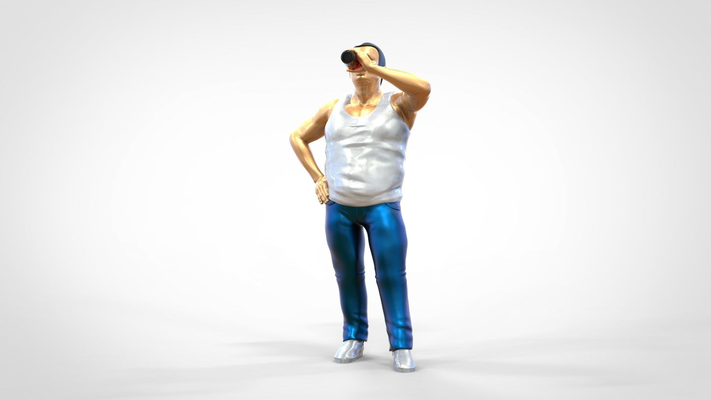 Produktfoto  0: Mann mit Bierflasche und Bierbauch