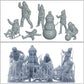 Foto del producto de modelismo de diorama 0: Niños invernales - 7 figuras - Muñeco de nieve y pelea de bolas de nieve
