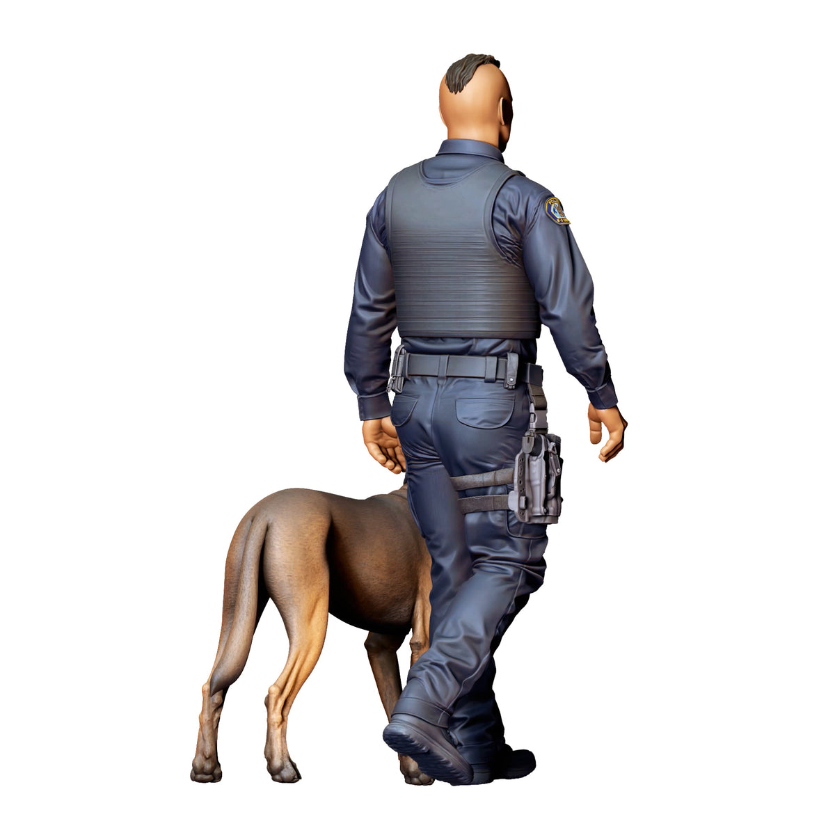 Foto de producto de maqueta de diorama 3: Figura de pie: policía con uniforme operativo y perro de servicio (Ref. n.º 524)