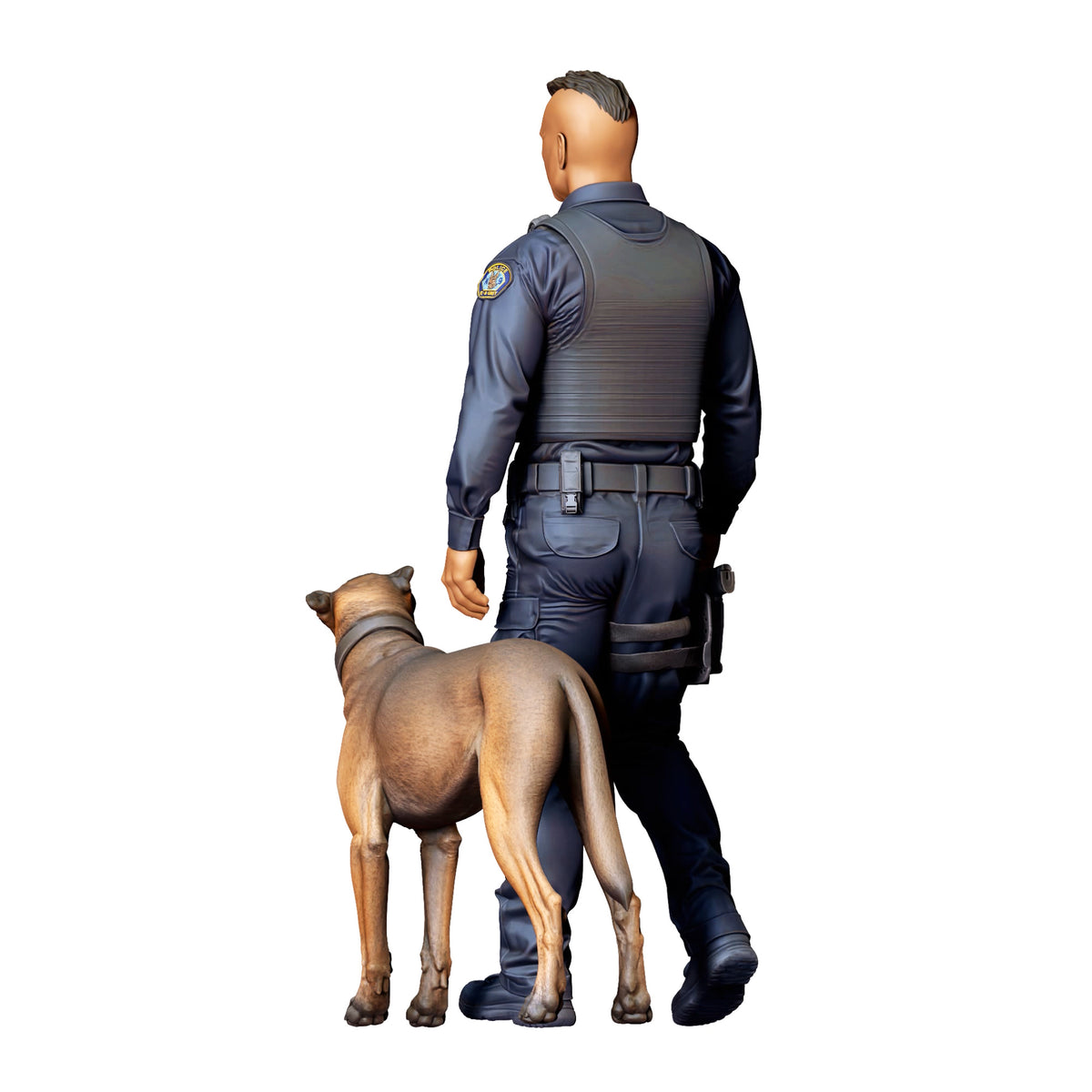 Foto de producto de modelismo para diorama 4: Figura de pie: policía con uniforme de servicio y perro de servicio (Ref. n.º 524)