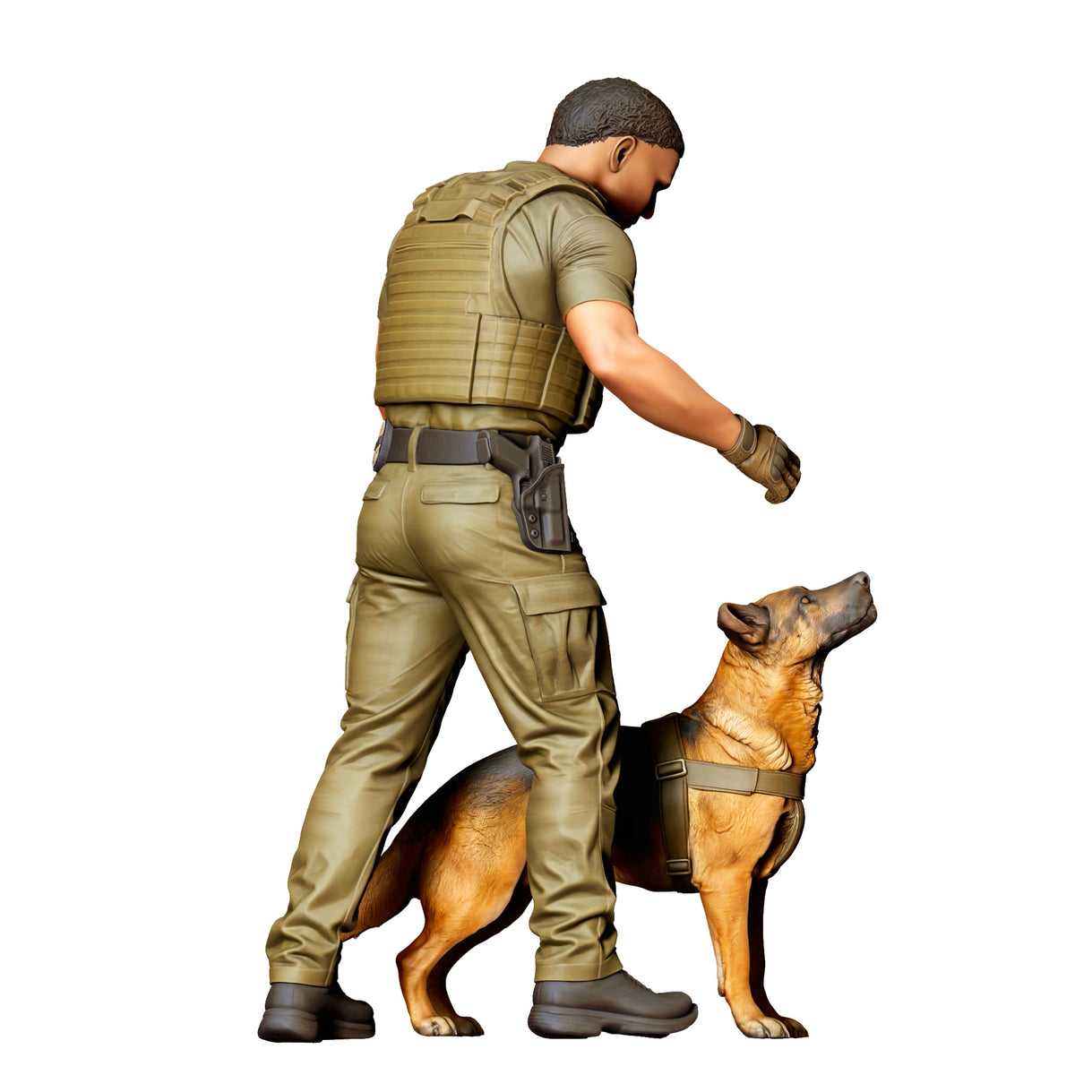 Foto de producto de modelismo para diorama 2: Figura de pie: guía canino con uniforme de servicio y perro de trabajo (Ref. n.º 525)