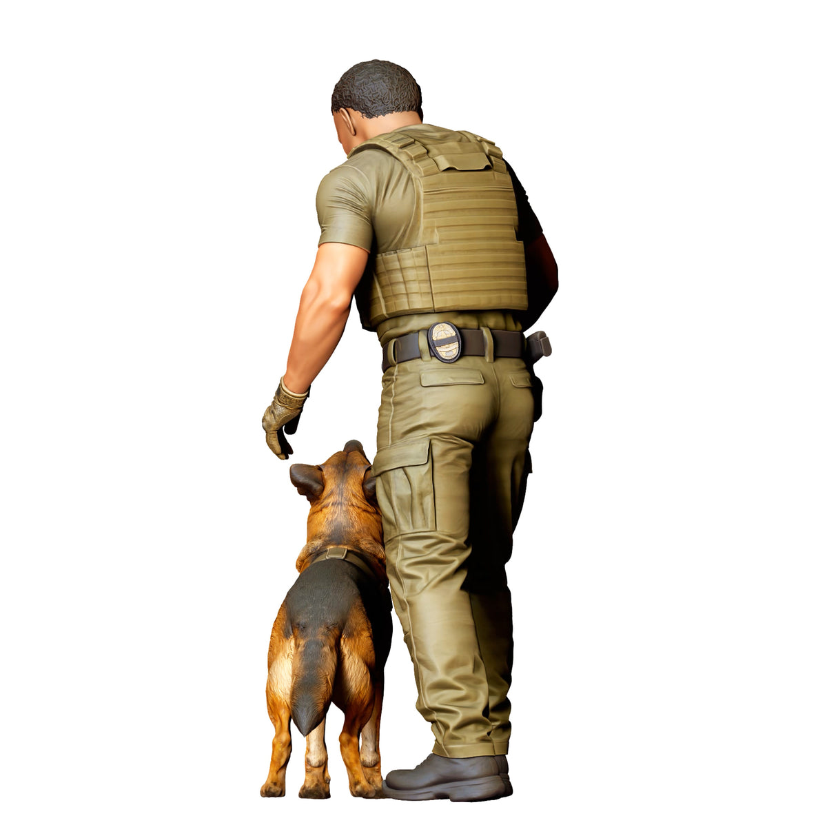 Foto de producto de modelismo para diorama 3: Figura de pie: guía canino con uniforme operativo y perro de servicio (Ref. n.º 525)