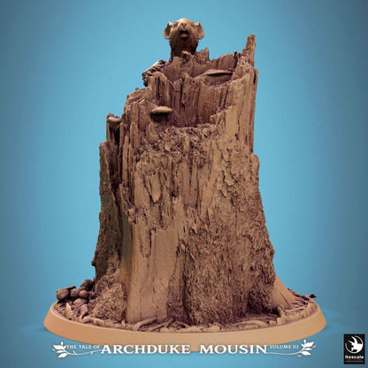 Foto del producto Tabletop 28mm Lord of the Print (LotP) 2: Miniatura de Tabletop: Guerrero Rattling y Pícaro Ratón en un tocón de árbol - Explorador/Guardabosques, armadura de placas, cuerda de escalada, base de diorama (25_07_Q9)