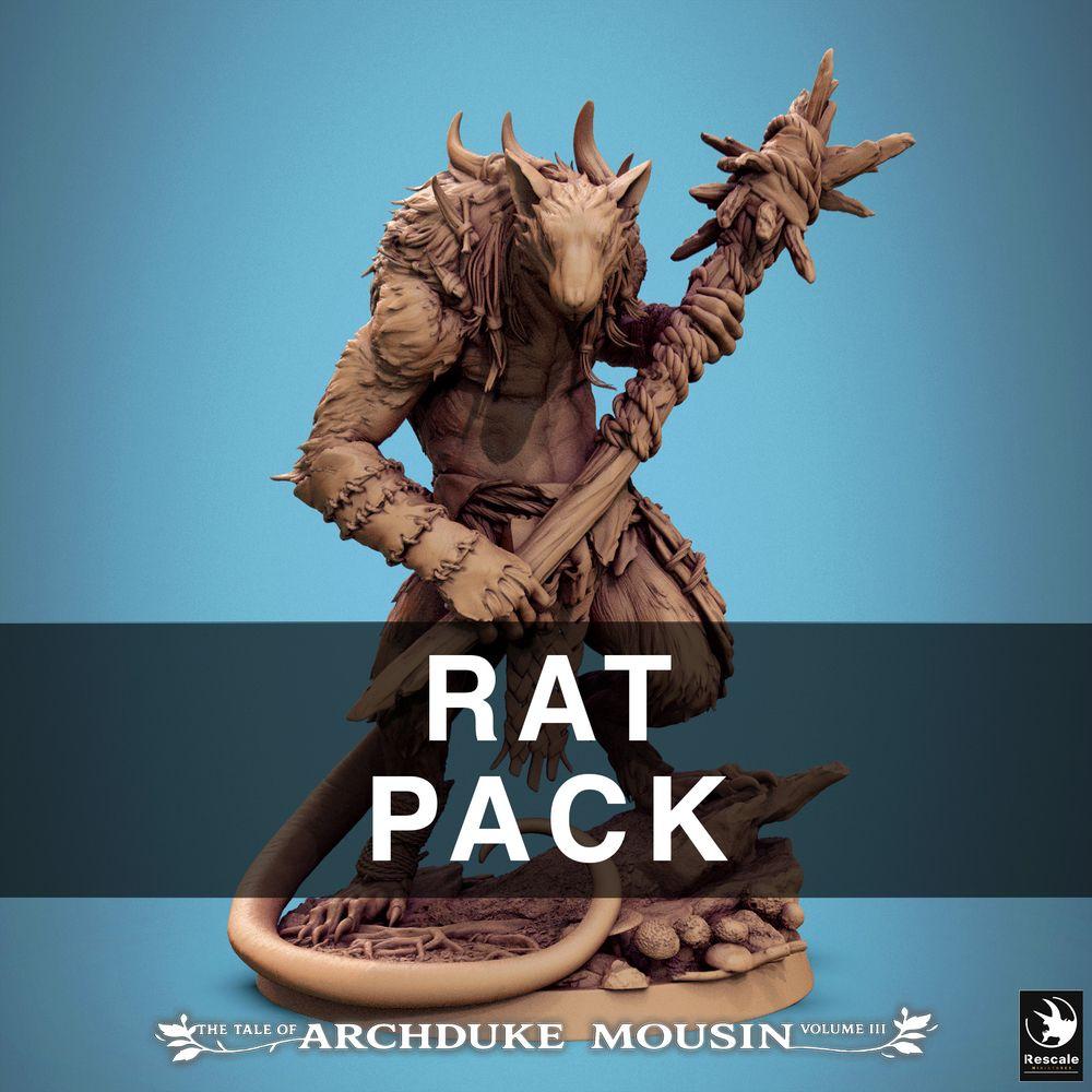 Foto del producto Tabletop 28mm Lord of the Print (LotP) 1: Miniatura de fantasía: Rattenoger / Hombre-rata, guerrero bestia con maza espinosa, monstruo jefe del subsuelo y enemigo de Dungeon-Crawler (25_07_O3)