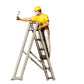 Produktfoto  0: Maler/ Lackierer mit Spraypistole - Handwerker auf Leiter