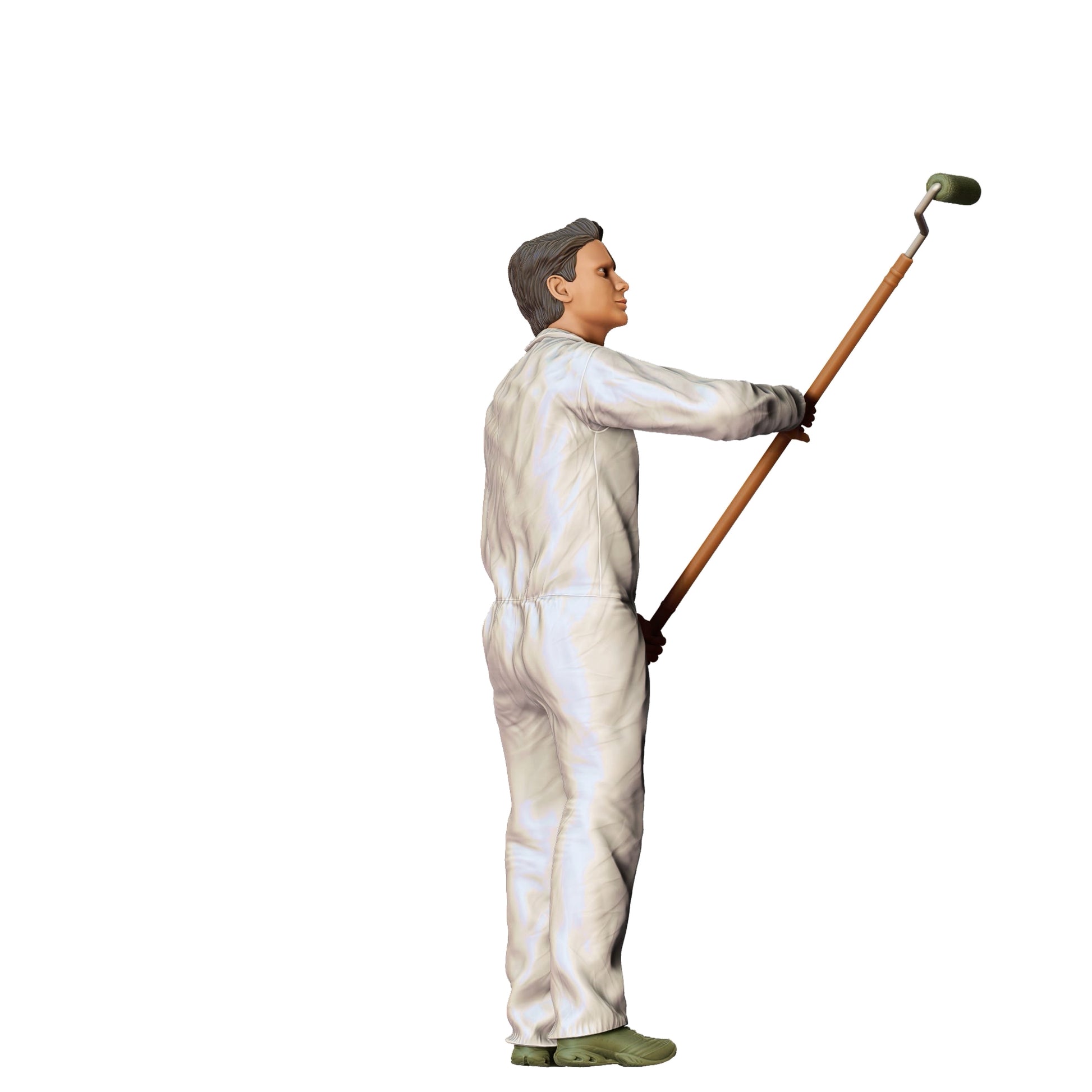 Produktfoto  0: Maler/ Lackierer mit Teleskopstange - Handwerker mit Pinsel