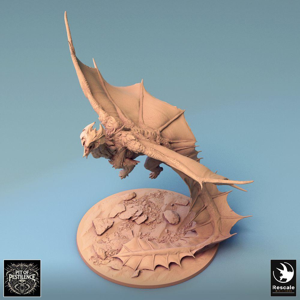 Foto del producto Tabletop 28mm Lord of the Print (LotP) 0: Miniatura de Tabletop: Dragón de Bronce Legendario (Brass Dragon), Dragón Grande en Vuelo, Dragón Volador, Modelo de Dragón, Miniatura de Juego de Rol, Monstruo Jefe (24_08_I)