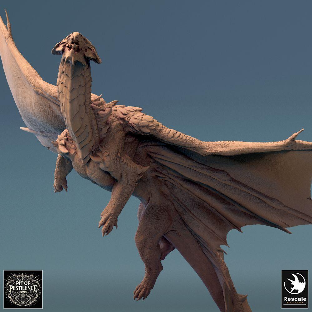 Foto del producto Tabletop 28mm Lord of the Print (LotP) 0: Miniatura de Tabletop: Dragón de Bronce Legendario (Brass Dragon), Dragón Grande en Vuelo, Modelo de Dragón, Miniatura de Juego de Rol, Monstruo Jefe (24_08_I)