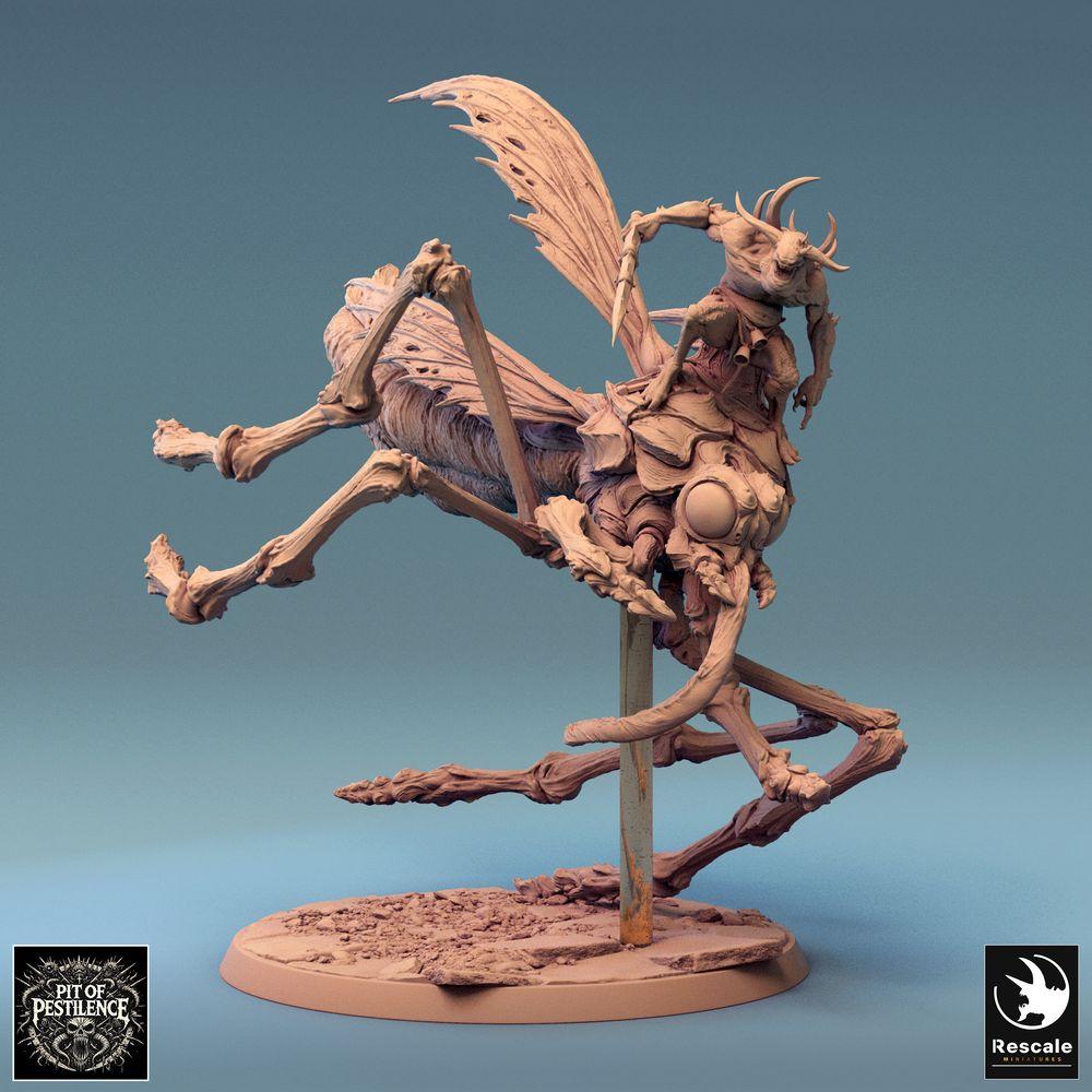 Foto del producto Tabletop 28mm Lord of the Print (LotP) 0: Miniatura de Tabletop: Jinete demoníaco sobre bestia insecto monstruosa - Jinete insecto, Jinete mosquito, Caballería de pesadilla, Jefe monstruo - E1 Dravon Assault (24_08_E1)