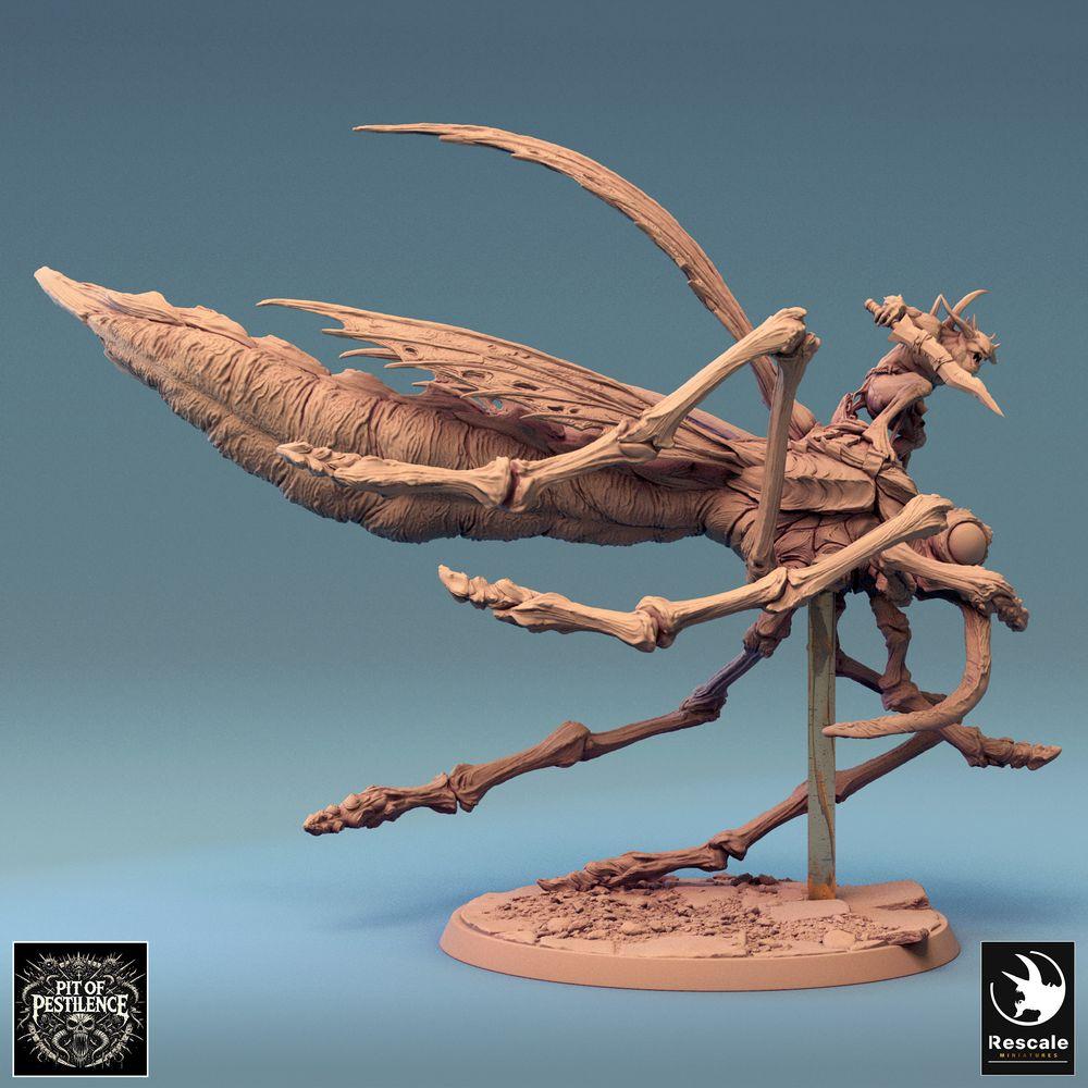Foto del producto Tabletop 28mm Lord of the Print (LotP) 0: Miniatura de Tabletop: Jinete demoníaco sobre bestia insecto monstruosa - Jinete de insectos, Jinete de mosquitos, Caballería de pesadilla, Bossmonster - E1 Dravon Assault (24_08_E1)