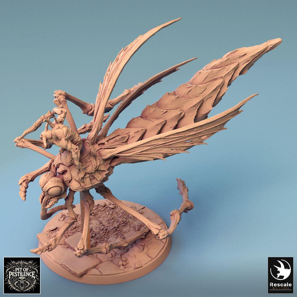 Foto del producto Tabletop 28mm Lord of the Print (LotP) 0: Miniatura de Tabletop: Jinete demoníaco sobre bestia insecto monstruosa - Jinete insecto, Jinete de mosquito, Caballería de pesadilla, Bossmonster - E1 Dravon Assault (24_08_E1)