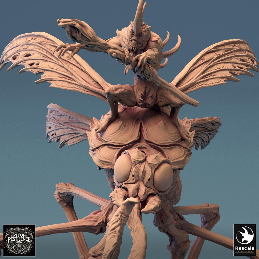 Foto del producto Tabletop 28mm Lord of the Print (LotP) 0: Miniatura de Tabletop: Jinete de bestia cornuda sobre una enorme bestia mosquito - Monstruo insecto, bestia voladora, demonio enjambre - E5 Dravon Pursuit (24_08_E5)
