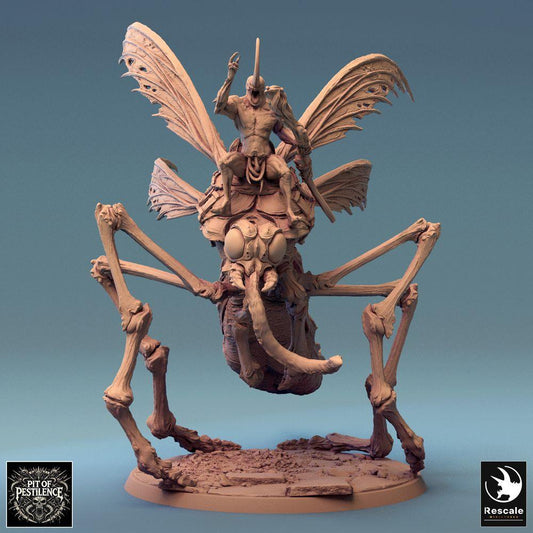 Foto del producto Tabletop 28mm Lord of the Print (LotP) 0: Miniatura de Tabletop: Jinete demoníaco sobre mosquito gigante, jinete de mosquito, jinete de bestias bárbaro, caballería monstruo, príncipe de enjambre (24_08_E7)