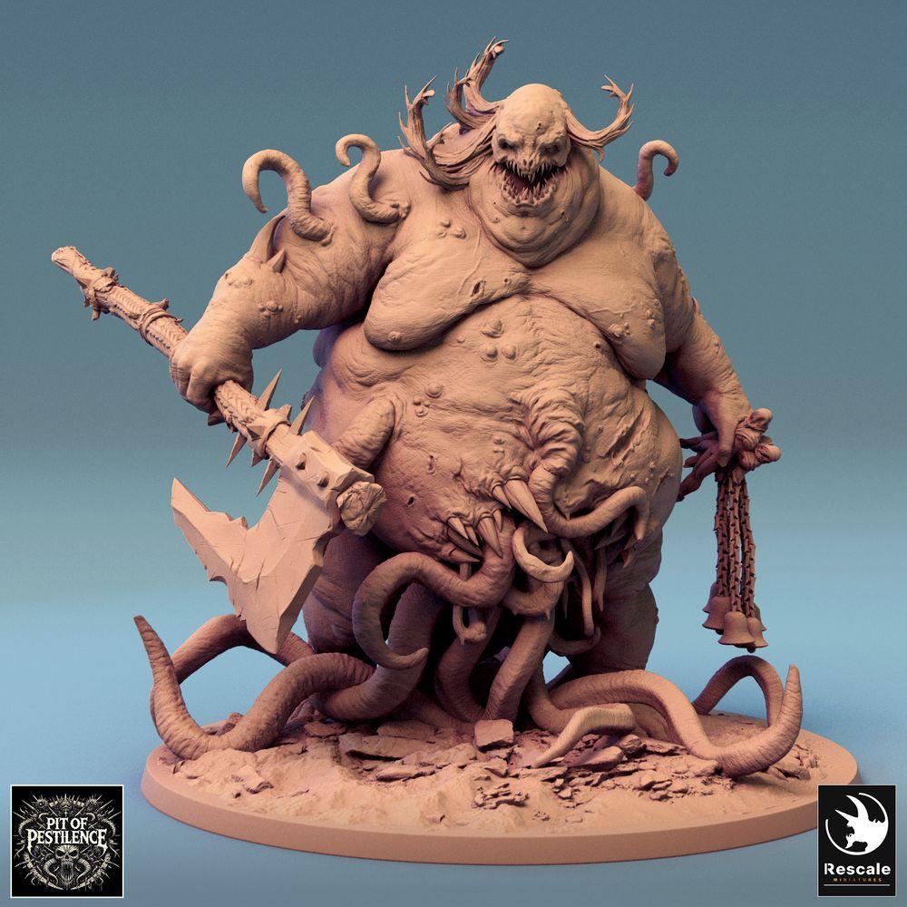 Foto del producto Tabletop 28mm Lord of the Print (LotP) 0: Miniatura de Tabletop: Demonio de Plaga / Señor de las Plagas, Horror Tentacular con Hacha de Fisura y Arma de Cadena, Monstruo Jefe para Wargaming (24_08_B3)
