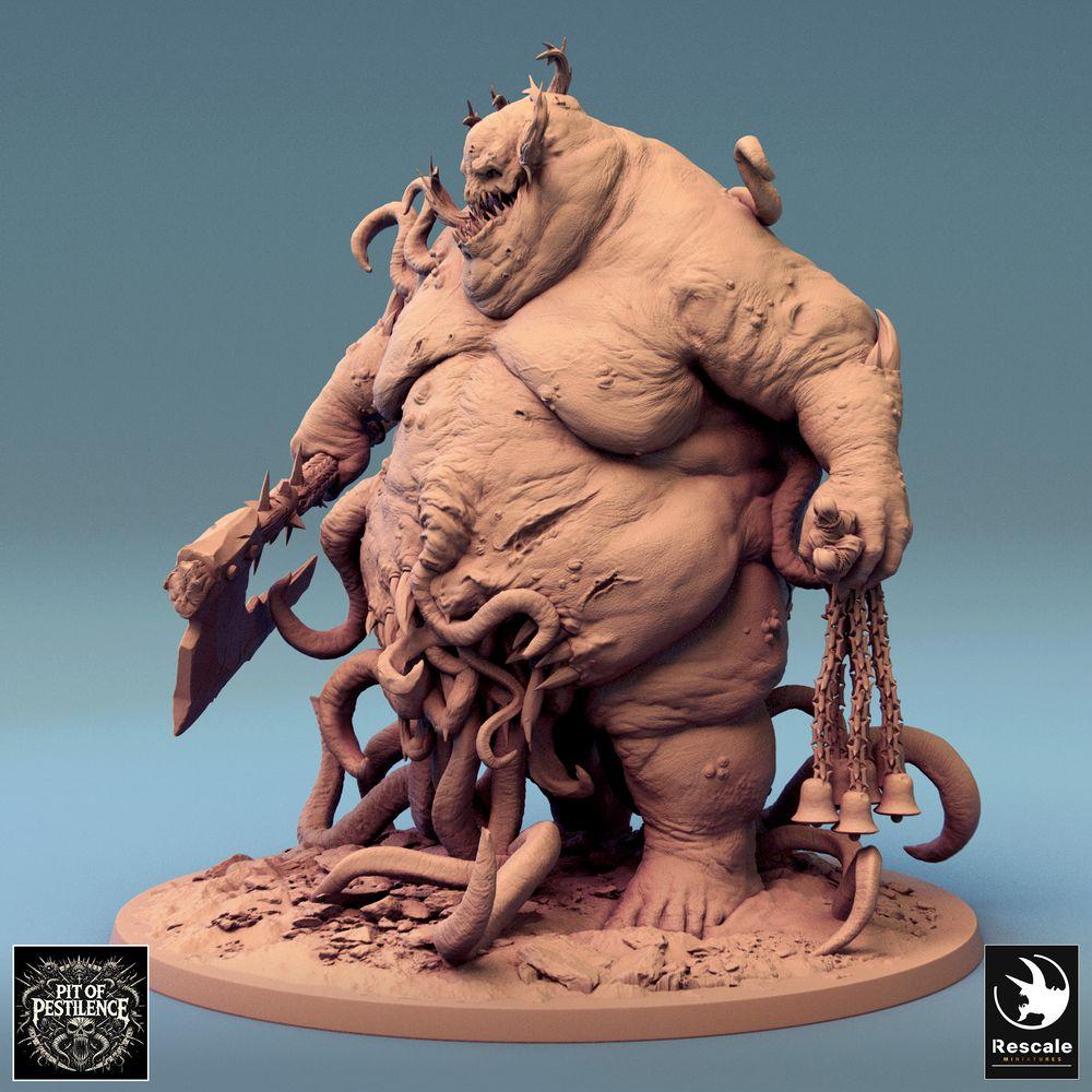 Foto del producto Tabletop 28mm Lord of the Print (LotP) 0: Miniatura de Tabletop: Demonio de Plaga / Señor de la Plaga, Horror Tentacular con Hacha de Fisura y Arma de Cadena, Monstruo Jefe para Wargaming (24_08_B3)