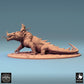 Foto del producto Tabletop 28mm Lord of the Print (LotP) 0: Miniatura de Tabletop: Jinete bárbaro sobre bestia pantanosa - Monstruo reptiliano, dinosaurio de guerra, bestia de guerra con lanza, armadura de cadenas y silla de montar (24_08_C2)