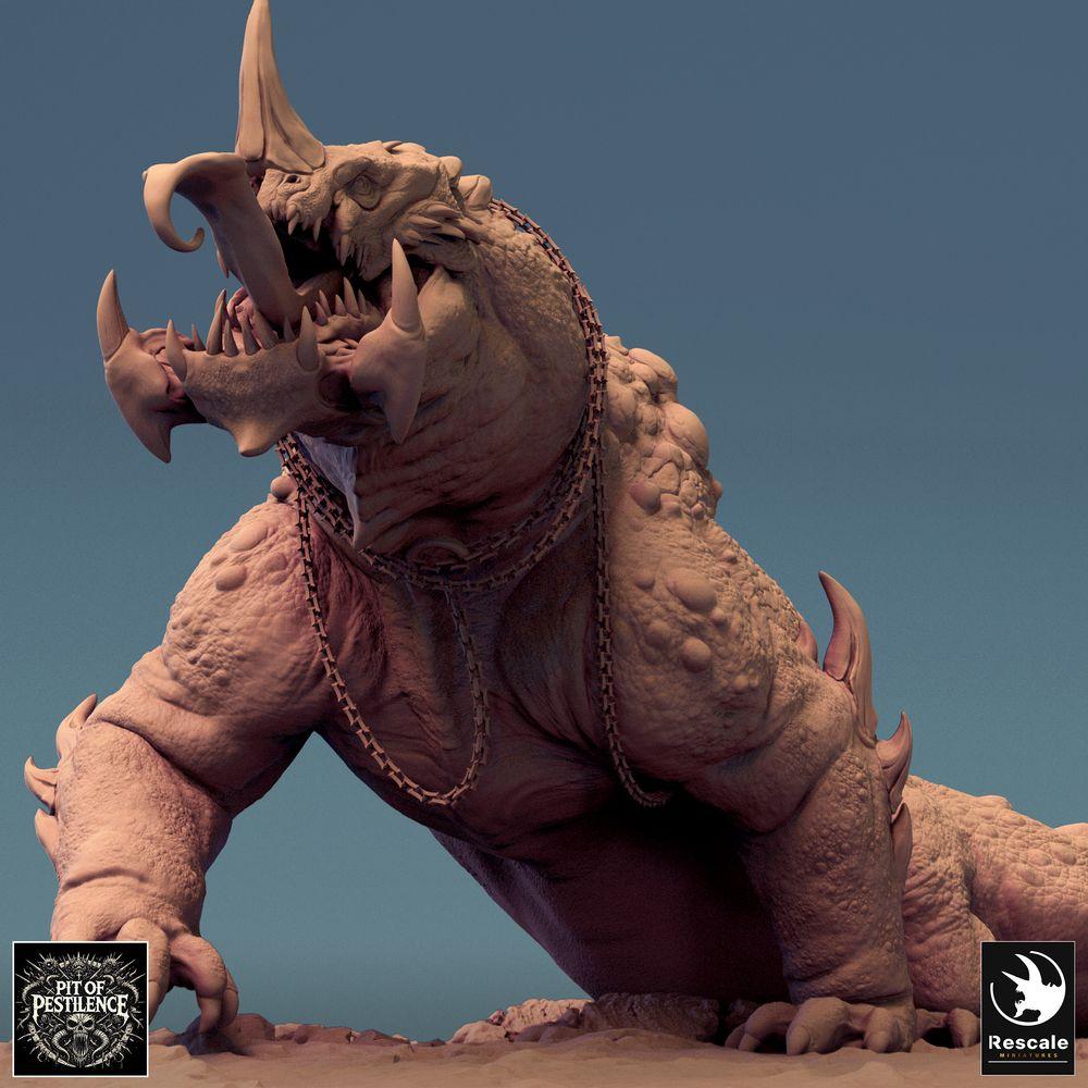 Foto del producto Tabletop 28mm Lord of the Print (LotP) 0: Miniatura de Tabletop: Jinete bárbaro sobre bestia pantanosa - Monstruo reptiliano, dinosaurio de guerra, bestia de guerra con lanza, armadura de cadenas y silla de montar (24_08_C2)
