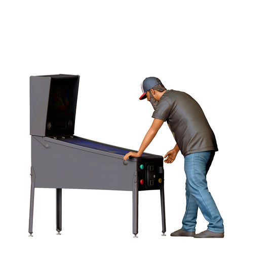 Foto de producto de maqueta de diorama 0: Figura de pie: jugador de pinball inclinado hacia la máquina (Ref. n.º 523)