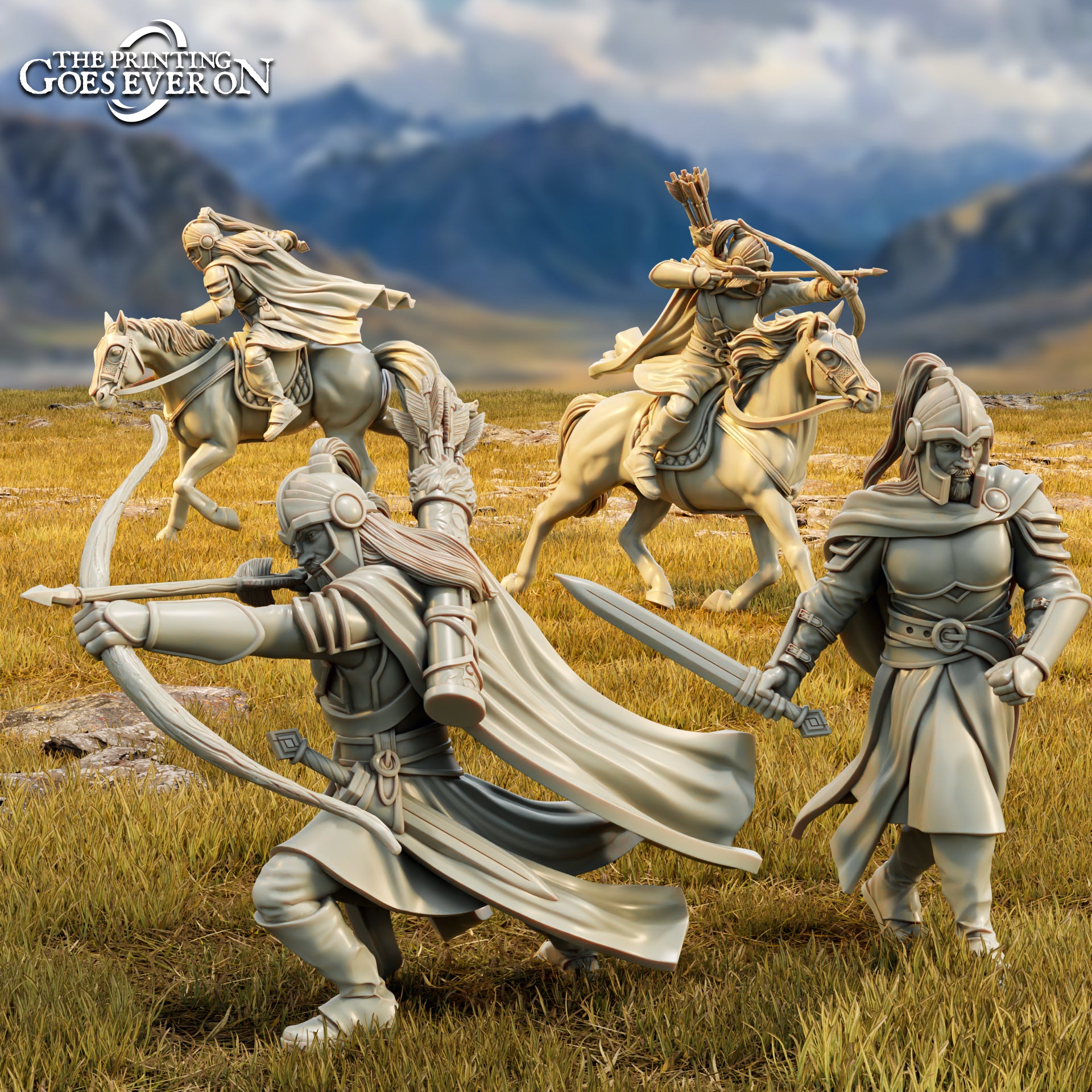 Foto del producto Tabletop 28mm The Printing Goes Ever On (TPGEO) 0: Escaramuzador de la Marca - A pie y a caballo - Nobles mensajeros de los humanos