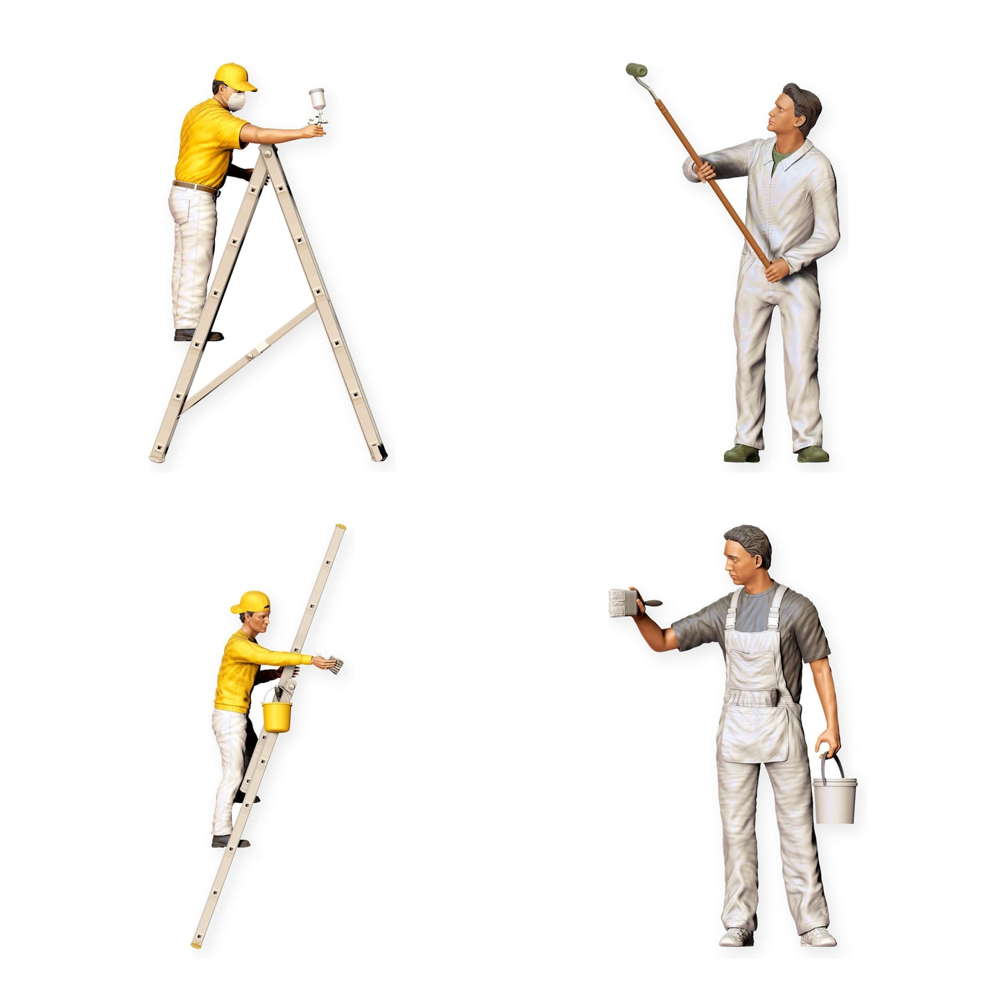 Diorama Figuren-Set: Maler und Lackierer im Handwerk (Nr. S57) – STL-geprüfte Übersicht aller enthaltenen unbemalten Resinfiguren
