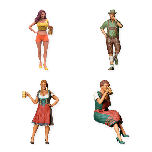 Diorama Figuren-Set: Oktoberfest und Biergarten (Nr. S68) – STL-geprüfte Übersicht aller enthaltenen unbemalten Resinfiguren