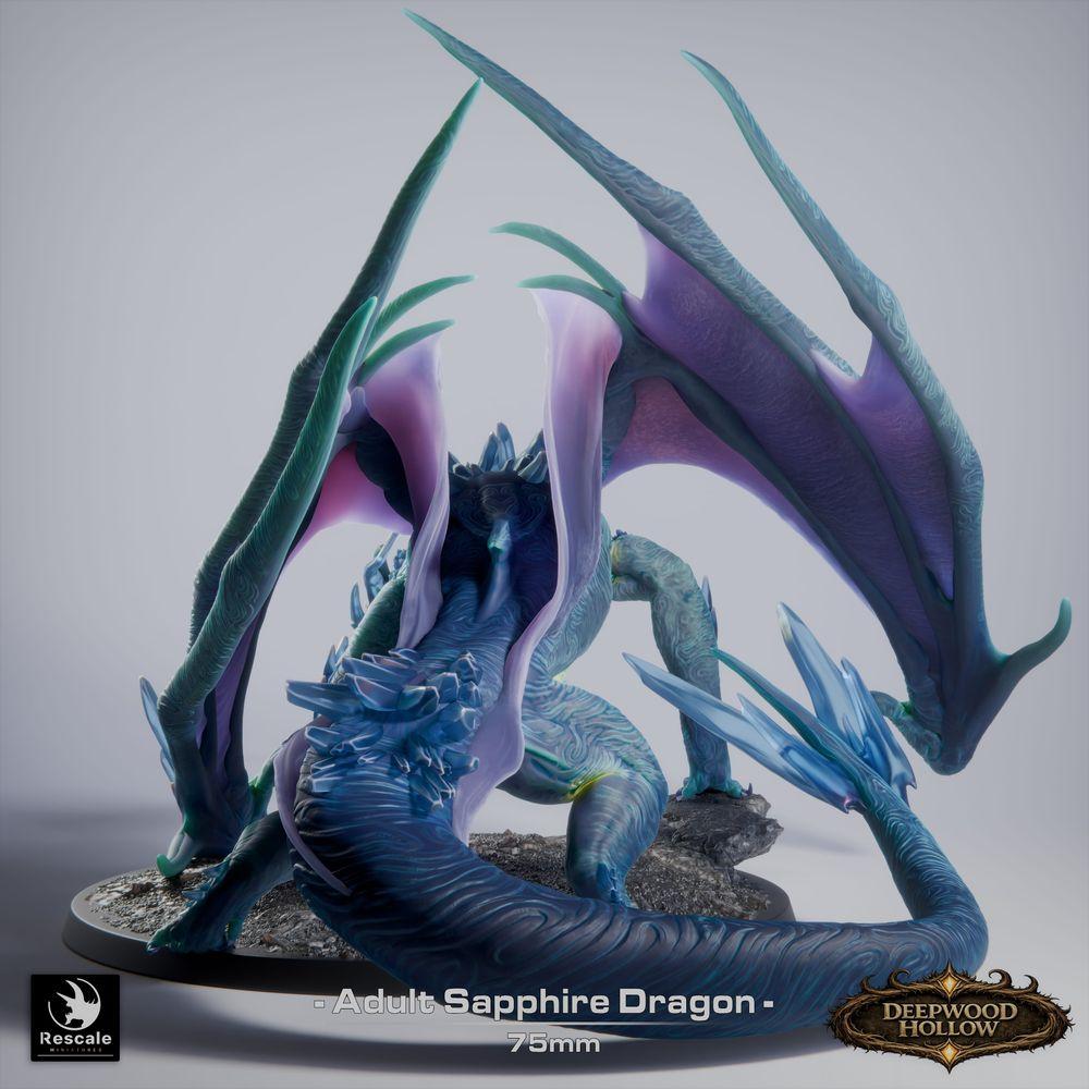 Foto del producto Tabletop 28mm Lord of the Print (LotP) 0: Tabletop Miniatura: Saphirdrache (Sapphire Dragon, adulto), Kristalldrache, Edelstein-Drache, Gran Dragón, Boss, listo para saltar, ataque de aliento (26_03_C1)