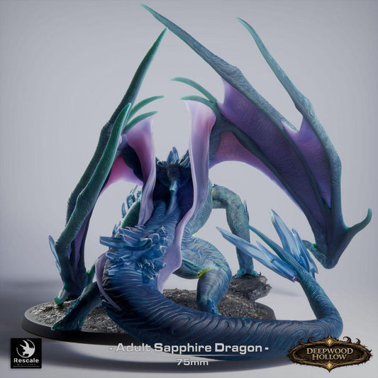 Foto del producto Tabletop 28mm Lord of the Print (LotP) 0: Tabletop Miniatura: Saphirdrache (Sapphire Dragon, adulto), Kristalldrache, Edelstein-Drache, Gran Dragón, Boss, listo para saltar, ataque de aliento (26_03_C1)
